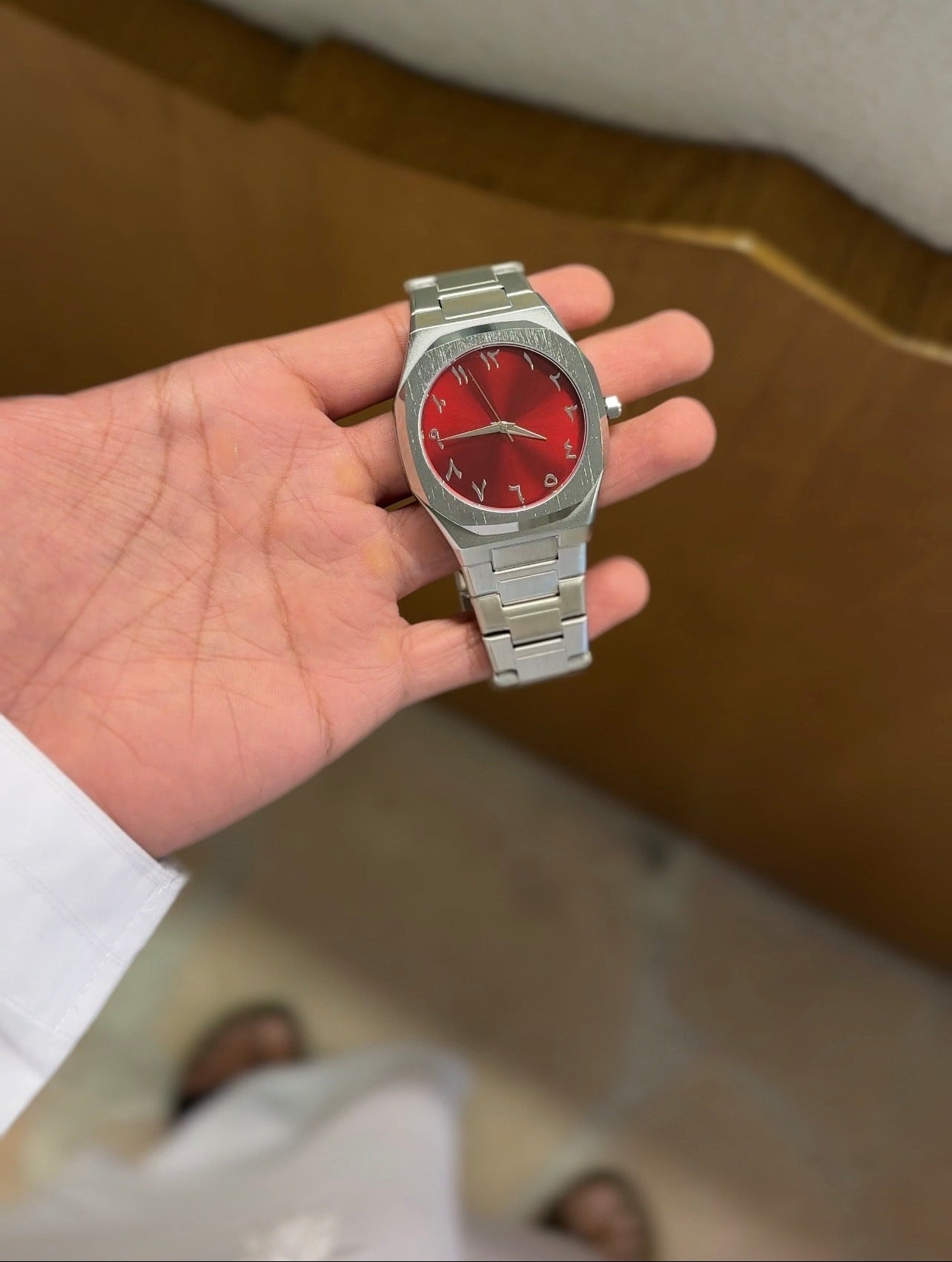 Arabic Dial Stainless Steel Watch — Men