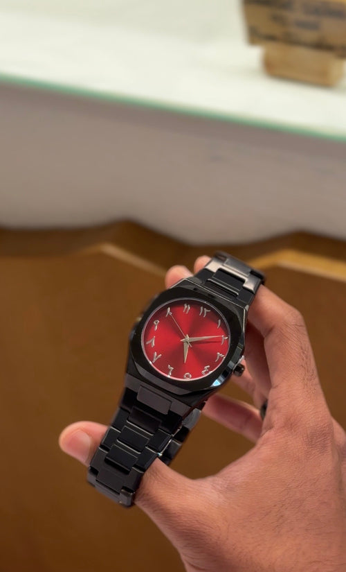 Arabic Dial Stainless Steel Watch — Men