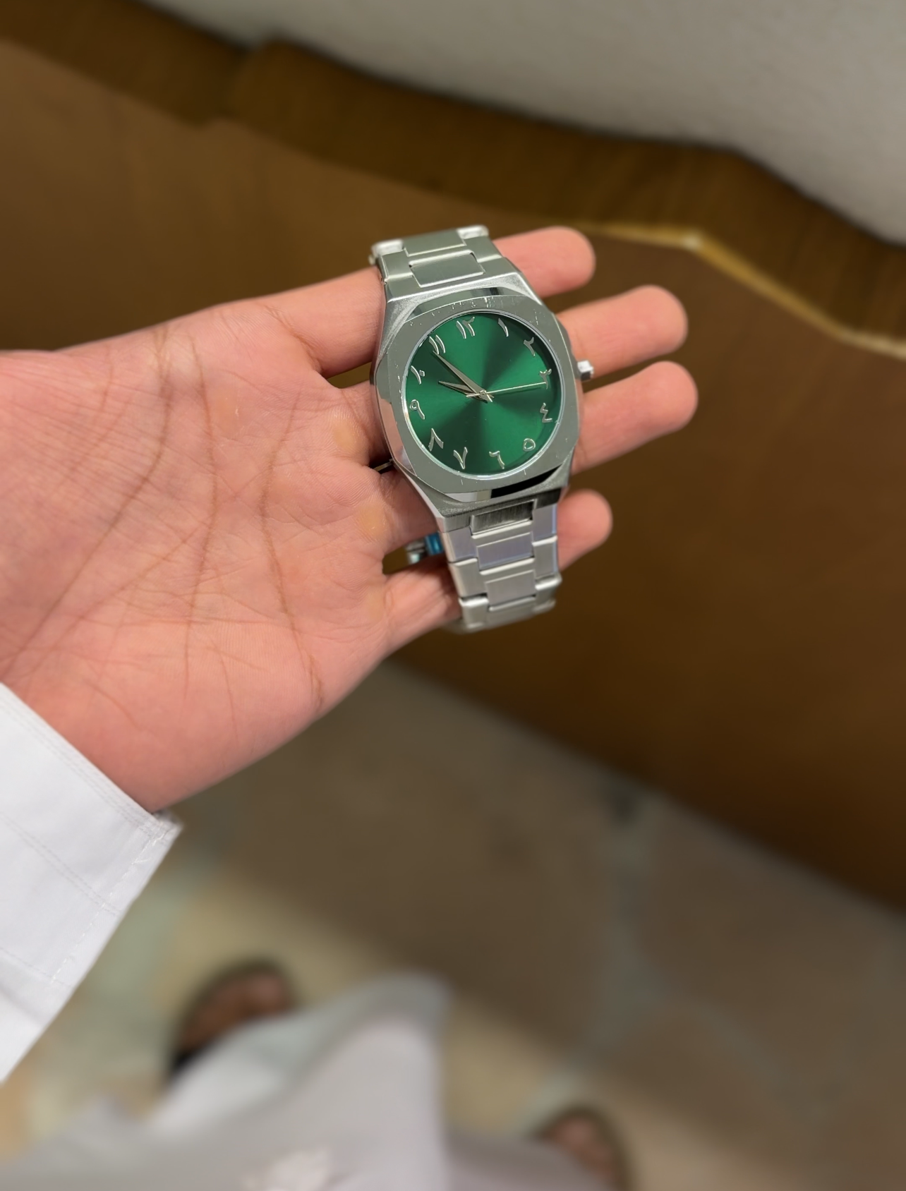 Arabic Dial Stainless Steel Watch — Men