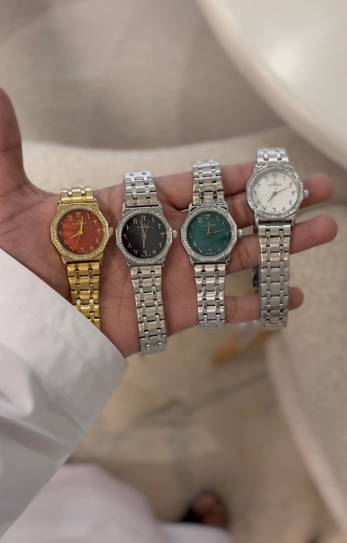 Arabic Dial Stainless Steel Watch — Women